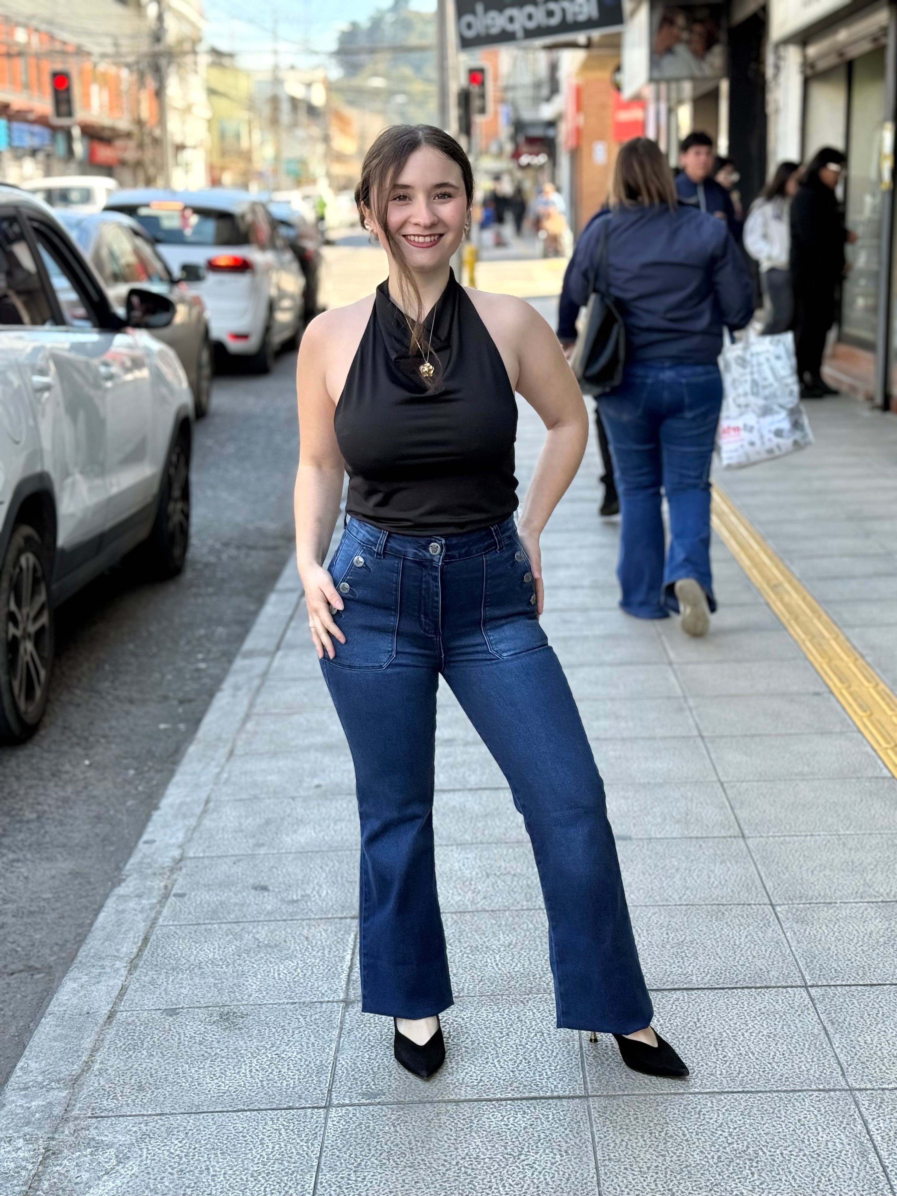 FLARE BOTONES AZUL