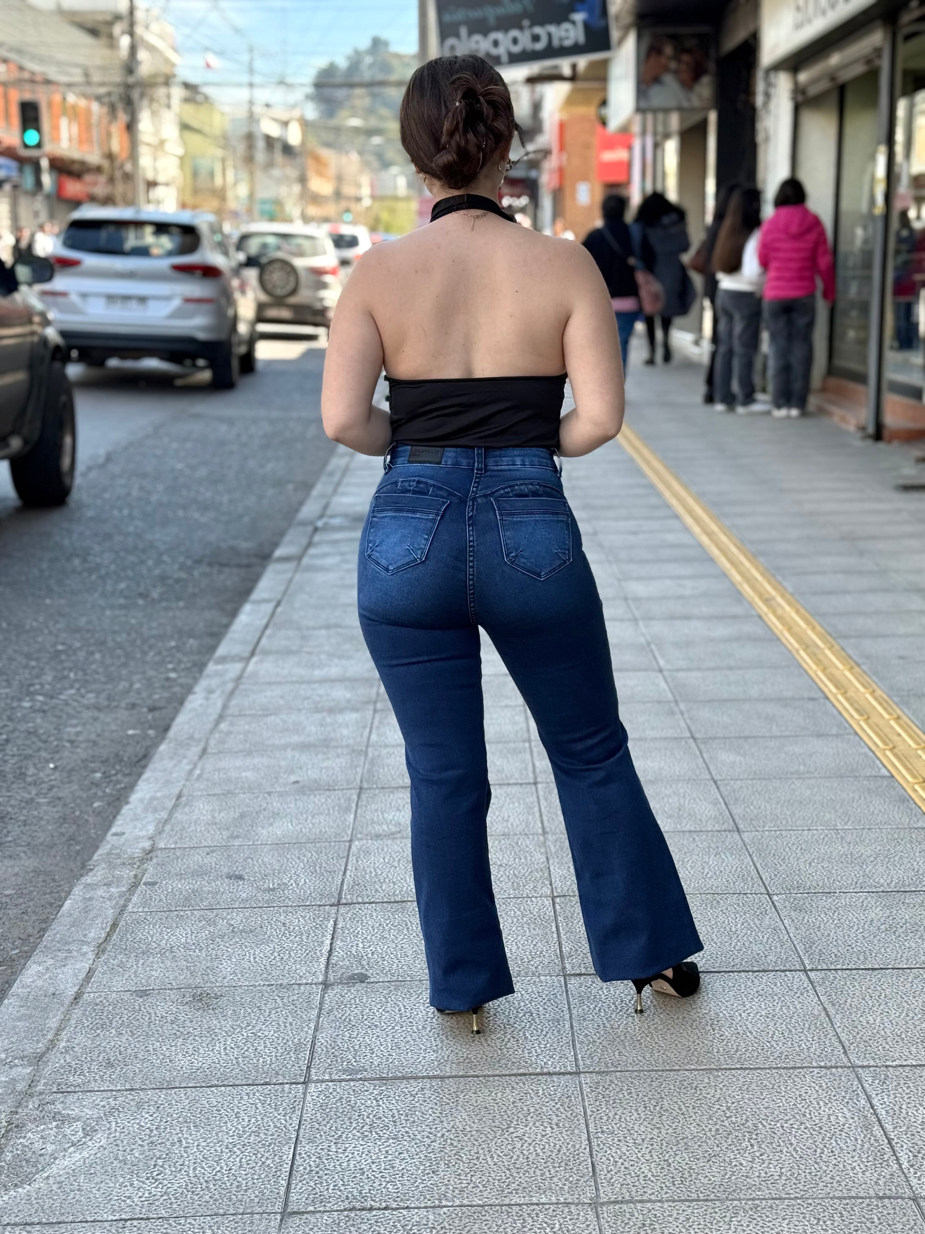 FLARE BOTONES AZUL