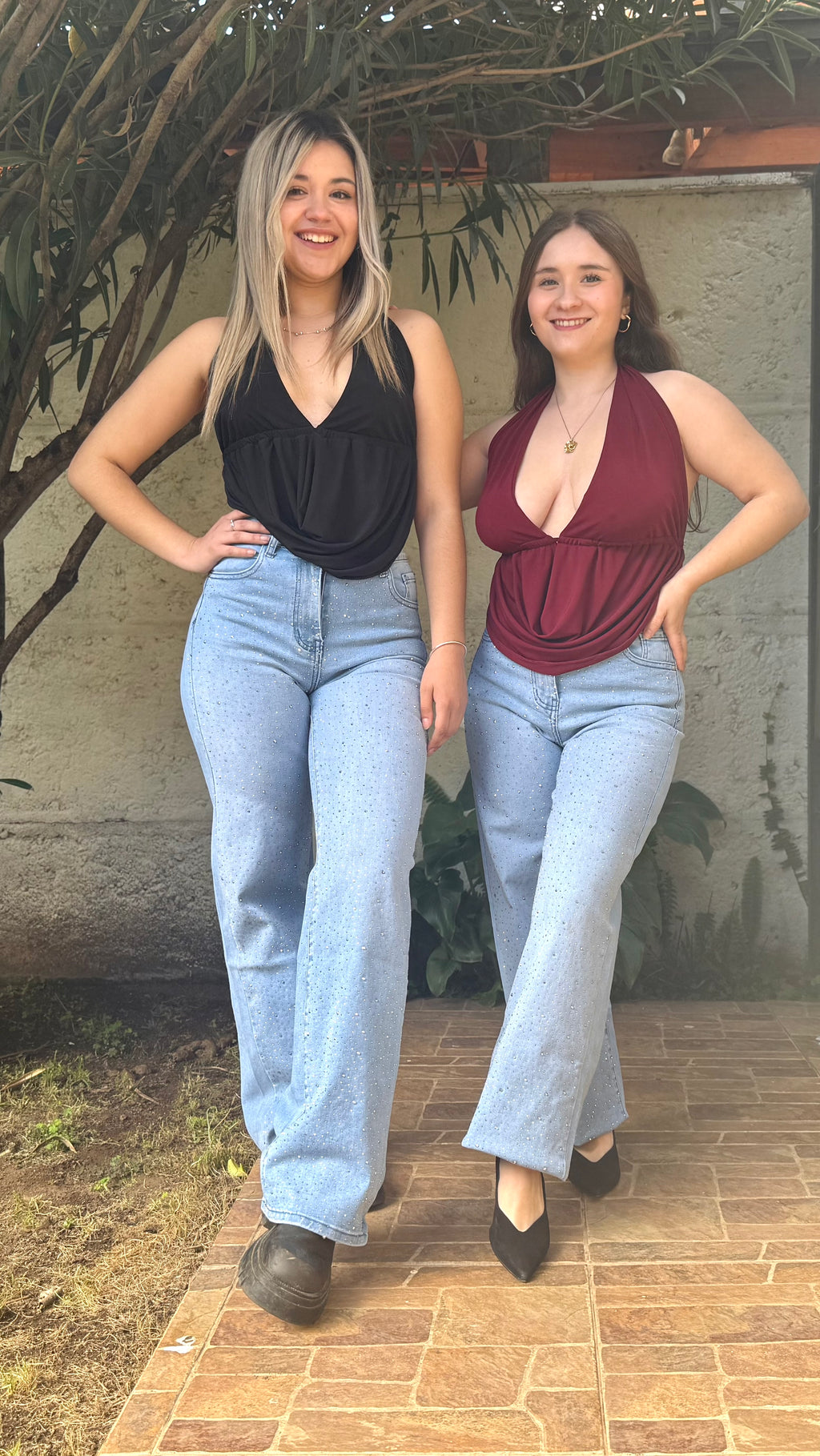 WIDE LEG BRILLOS CELESTE