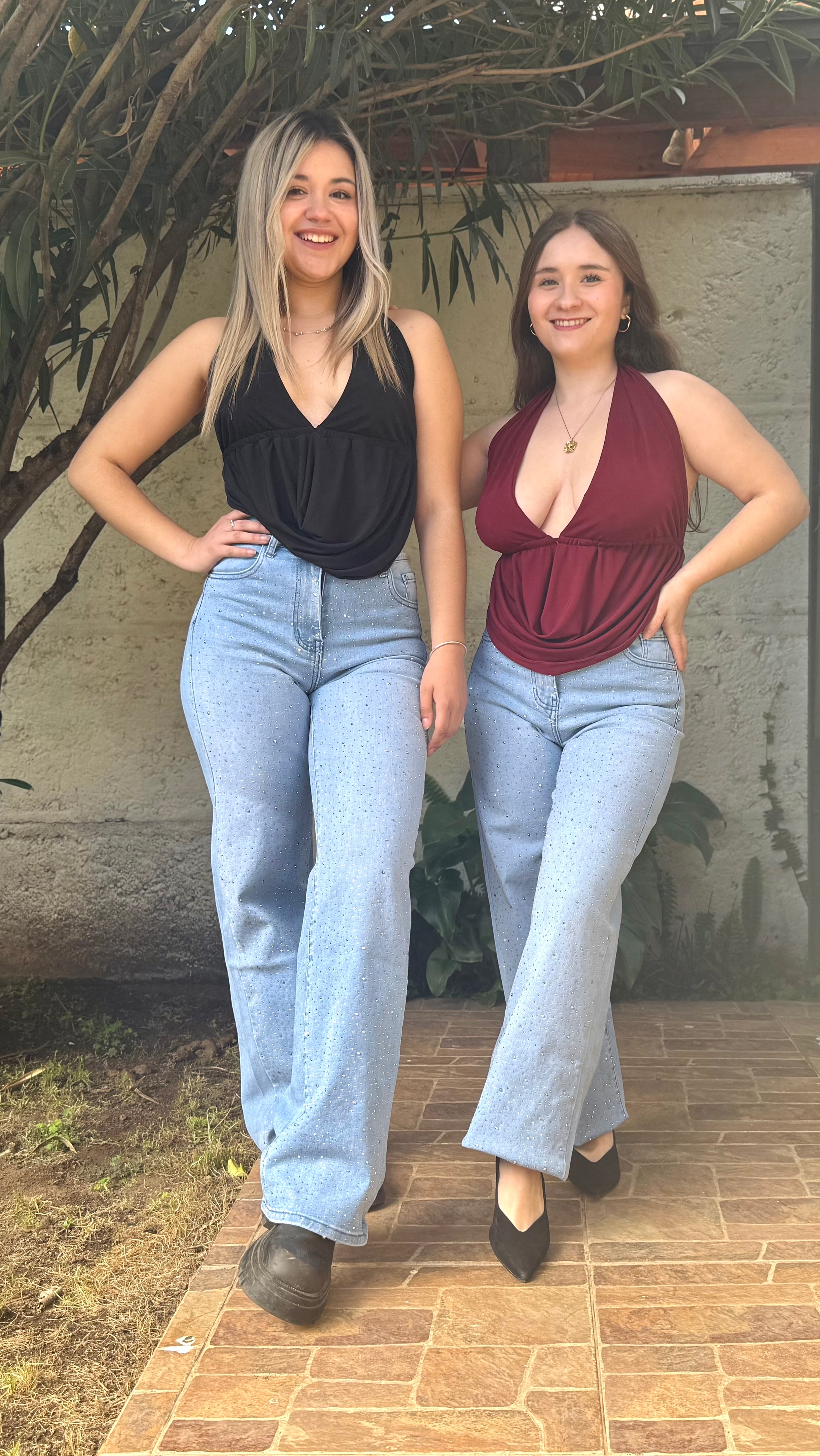 WIDE LEG BRILLOS CELESTE